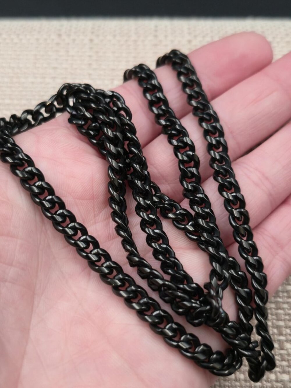 24 Inch Black Ion Plating Stainless Steel Curb Chain Necklace A7306 - Picture 3 of 6